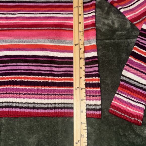Old Navy Y2K Sweater Girl's XL Multicolor Pink Striped Knitted VNeck Long Sleeve - Picture 9 of 9